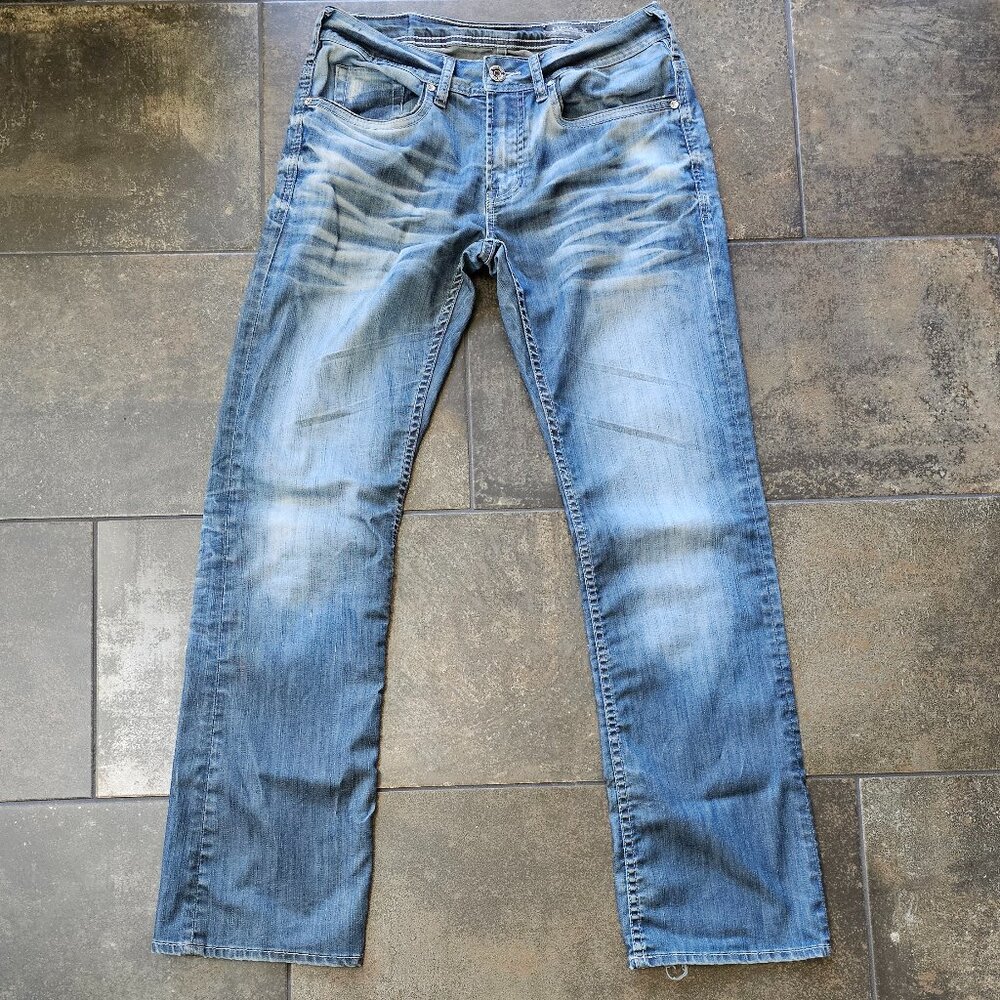 Buffalo W30" x L32" Lucas-X Relaxed Bootcut Mens Straight Blue Jeans